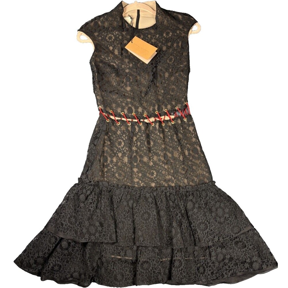 Sandra Mansour FW 2016 Black Lace Mini Dress Womens EU 36 US 0 XS NWT MSRP $1850 - Picture 4 of 16